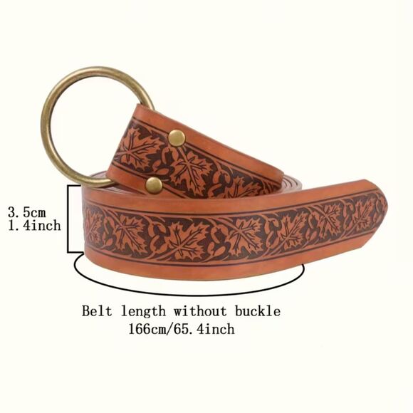 Medieval PU Leather O-Ring Belt 65.4" – Renaissance Knight, LARP, Viking - Picture 3 of 5